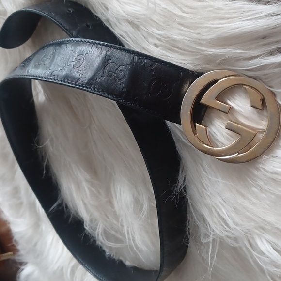 Gucci Black Leather Belt with Gold Buckle main image 8